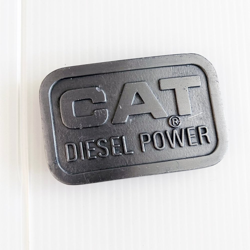 Vintage CAT Caterpillar Diesel Power Belt Buckle 1976 - Pewter